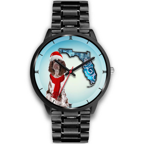 English Springer Spaniel On Christmas Florida Black Wrist watch-Free Shipping