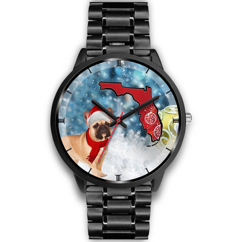 French Bulldog On Christmas Florida Wrist Watch-Free Shipping