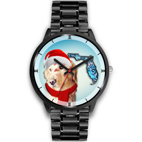 Golden Retriever On Christmas Florida Wrist Watch-Free Shipping