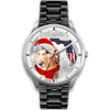 Golden Retriever On Christmas Florida Silver Wrist Watch-Free Shipping