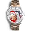 Golden Retriever On Christmas Florida Silver Wrist Watch-Free Shipping