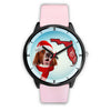 Irish Red And White Setter On Christmas Florida Wrist Watch-Free Shipping