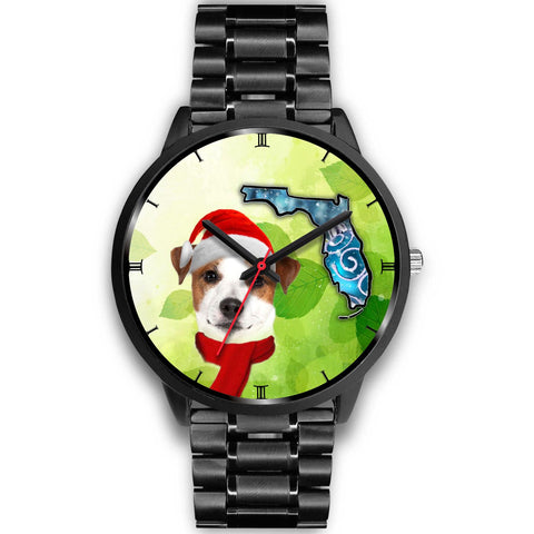 Jack Russell Terrier On Christmas Florida Wrist Watch-Free Shipping