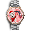 Cute Maltese On Christmas Florida Golden Wrist Watch-Free Shipping