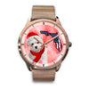 Cute Maltese On Christmas Florida Golden Wrist Watch-Free Shipping