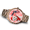 Cute Maltese On Christmas Florida Golden Wrist Watch-Free Shipping