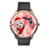 Cute Maltese On Christmas Florida Golden Wrist Watch-Free Shipping