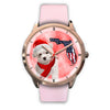 Cute Maltese On Christmas Florida Golden Wrist Watch-Free Shipping