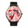 Cute Maltese On Christmas Florida Golden Wrist Watch-Free Shipping