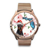 Miniature Pinscher On Christmas Florida Golden Wrist Watch-Free Shipping