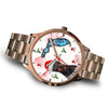 Miniature Pinscher On Christmas Florida Golden Wrist Watch-Free Shipping