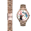 Miniature Pinscher On Christmas Florida Golden Wrist Watch-Free Shipping