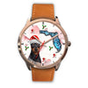 Miniature Pinscher On Christmas Florida Golden Wrist Watch-Free Shipping