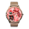 Miniature Schnauzer On Christmas Florida Golden Wrist Watch-Free Shipping