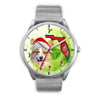 Pembroke Welsh Corgi On Christmas Florida Silver Wrist Watch-Free Shipping