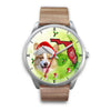 Pembroke Welsh Corgi On Christmas Florida Silver Wrist Watch-Free Shipping