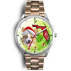 Pembroke Welsh Corgi On Christmas Florida Silver Wrist Watch-Free Shipping