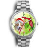 Pembroke Welsh Corgi On Christmas Florida Silver Wrist Watch-Free Shipping