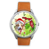 Pembroke Welsh Corgi On Christmas Florida Silver Wrist Watch-Free Shipping