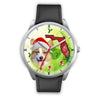 Pembroke Welsh Corgi On Christmas Florida Silver Wrist Watch-Free Shipping