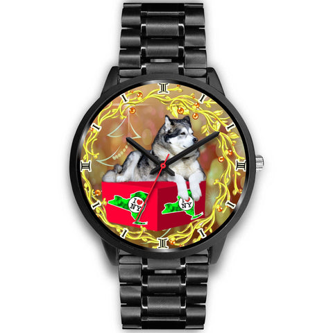 Alaskan Malamute Dog New York Christmas Special Wrist Watch-Free Shipping