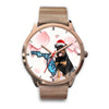 Rottweiler Dog On Christmas Florida Golden Wrist Watch-Free Shipping