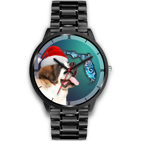 St. Bernard On Christmas Florida Wrist Watch-Free Shipping