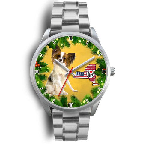 Cute Papillon Dog New York Christmas Special Wrist Watch-Free Shipping