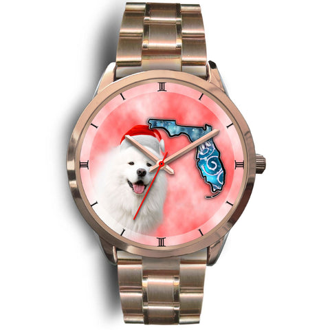 Samoyed Dog On Christmas Florida Wrist Watch-Free Shipping