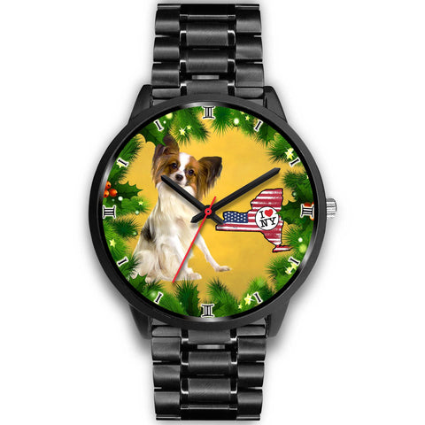 Lovely Papillon Dog New York Christmas Special Wrist Watch-Free Shipping