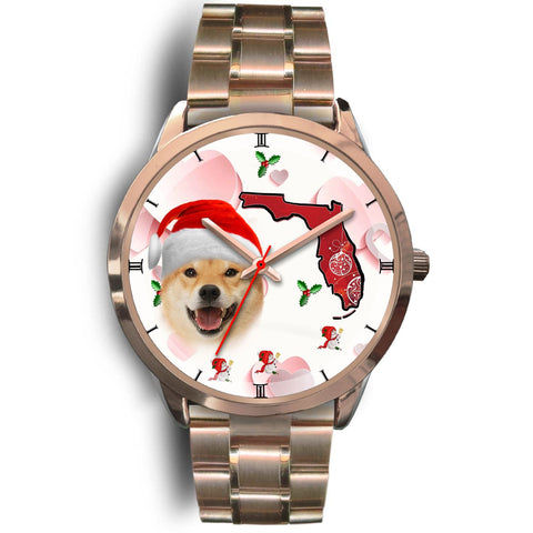 Shiba Inu Dog On Christmas Florida Wrist Watch-Free Shipping