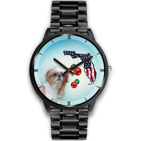 Shih Tzu On Christmas Florida Wrist Watch-Free Shipping