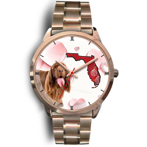 Sussex Spaniel On Christmas Florida Golden Wrist Watch-Free Shipping