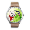 Westie On Christmas Florida Silver Wrist Watch-Free Shipping