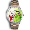 Westie On Christmas Florida Silver Wrist Watch-Free Shipping