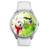 Westie On Christmas Florida Silver Wrist Watch-Free Shipping