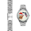 Cute Yorkie On Christmas Florida Silver Wrist Watch-Free Shipping