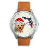 Cute Yorkie On Christmas Florida Silver Wrist Watch-Free Shipping