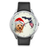 Cute Yorkie On Christmas Florida Silver Wrist Watch-Free Shipping