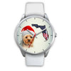 Cute Yorkie On Christmas Florida Silver Wrist Watch-Free Shipping