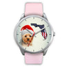 Cute Yorkie On Christmas Florida Silver Wrist Watch-Free Shipping