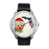 Cute Yorkie On Christmas Florida Silver Wrist Watch-Free Shipping