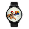 Airedale Terrier On Christmas Arizona Wrist Watch-Free Shipping