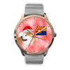 Akita Dog On Christmas Arizona Golden Wrist Watch-Free Shipping