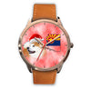 Akita Dog On Christmas Arizona Golden Wrist Watch-Free Shipping