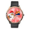 Akita Dog On Christmas Arizona Golden Wrist Watch-Free Shipping