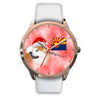 Akita Dog On Christmas Arizona Golden Wrist Watch-Free Shipping