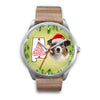 Australian Shepherd On Christmas Alabama Silver Wrist Watch-Free Shipping