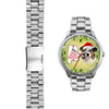 Australian Shepherd On Christmas Alabama Silver Wrist Watch-Free Shipping