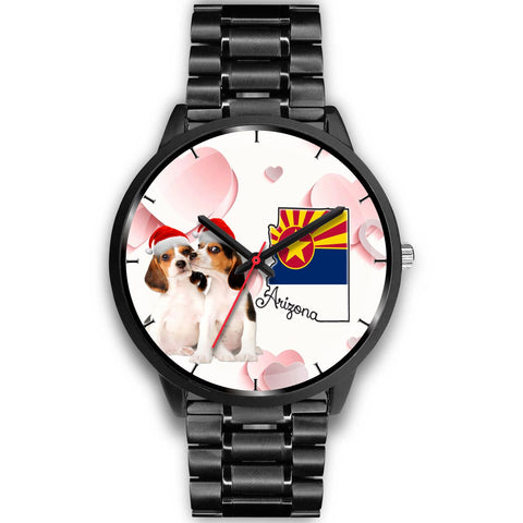 Beagle Dog On Christmas Arizona Wrist Watch-Free Shipping